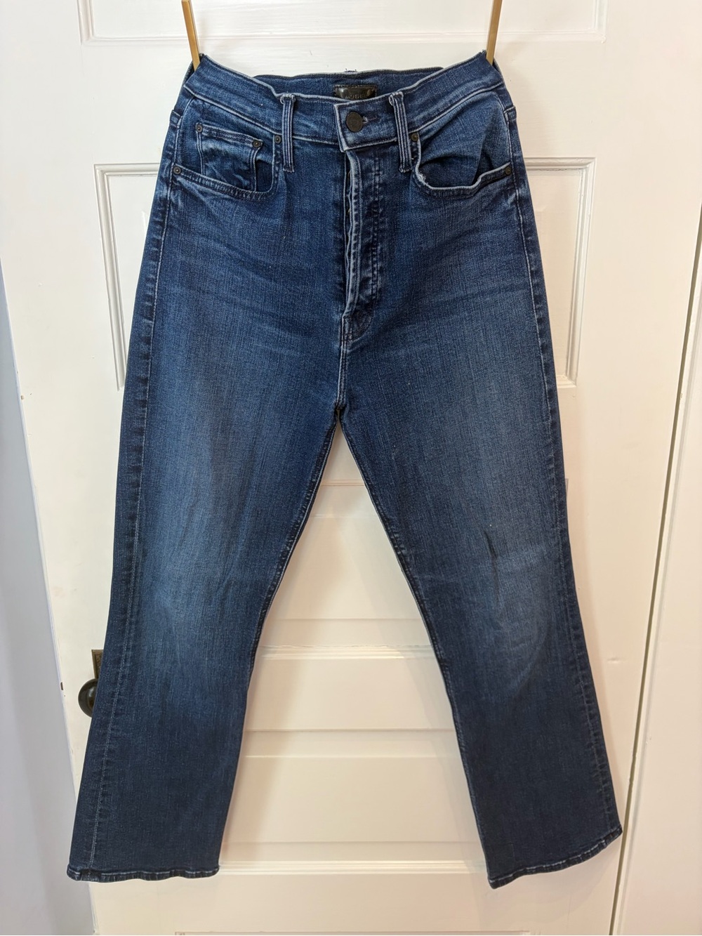 MOTHER Relaxed Straight-Leg Jeans in Dark Blue Wash